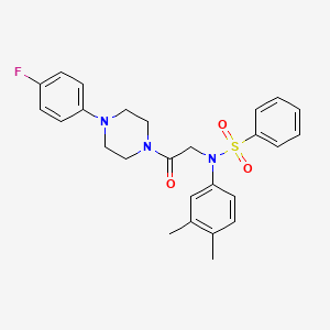 molecular formula C26H28FN3O3S B3976427 N-(3,4-dimethylphenyl)-N-{2-[4-(4-fluorophenyl)piperazin-1-yl]-2-oxoethyl}benzenesulfonamide 