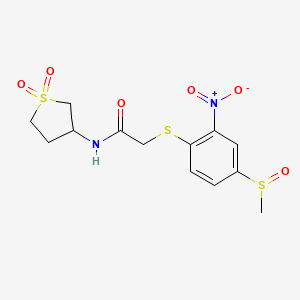 molecular formula C13H16N2O6S3 B3976435 N-(1,1-dioxothiolan-3-yl)-2-(4-methylsulfinyl-2-nitrophenyl)sulfanylacetamide 