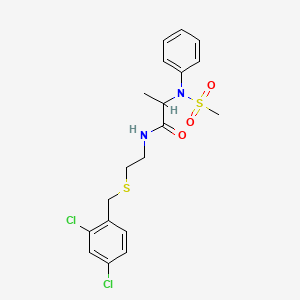 molecular formula C19H22Cl2N2O3S2 B3976473 N-{2-[(2,4-dichlorobenzyl)sulfanyl]ethyl}-N~2~-(methylsulfonyl)-N~2~-phenylalaninamide 