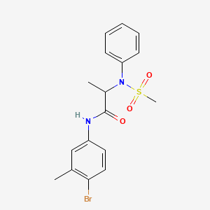 molecular formula C17H19BrN2O3S B3976508 N-(4-Bromo-3-methylphenyl)-2-(N-phenylmethanesulfonamido)propanamide 