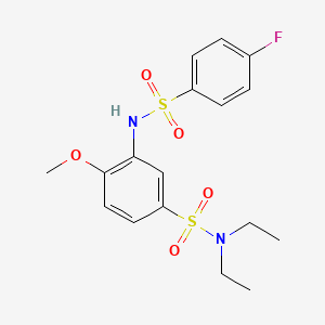 molecular formula C17H21FN2O5S2 B3976556 N,N-diethyl-3-(4-fluorobenzenesulfonamido)-4-methoxybenzene-1-sulfonamide 