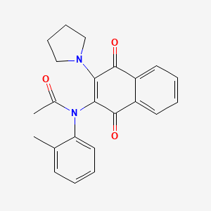 molecular formula C23H22N2O3 B3976578 N-(1,4-dioxo-3-pyrrolidin-1-ylnaphthalen-2-yl)-N-(2-methylphenyl)acetamide 