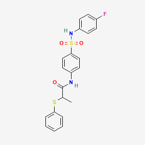 molecular formula C21H19FN2O3S2 B3976588 N-[4-[(4-fluorophenyl)sulfamoyl]phenyl]-2-phenylsulfanylpropanamide 