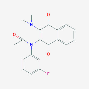 molecular formula C20H17FN2O3 B3976594 N-[3-(dimethylamino)-1,4-dioxonaphthalen-2-yl]-N-(3-fluorophenyl)acetamide 