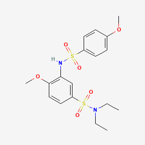 molecular formula C18H24N2O6S2 B3976635 N,N-DIETHYL-4-METHOXY-3-(4-METHOXYBENZENESULFONAMIDO)BENZENE-1-SULFONAMIDE 