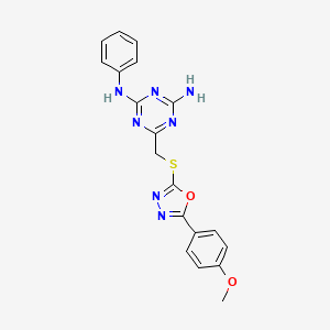 molecular formula C19H17N7O2S B3976691 6-({[5-(4-METHOXYPHENYL)-1,3,4-OXADIAZOL-2-YL]SULFANYL}METHYL)-N2-PHENYL-1,3,5-TRIAZINE-2,4-DIAMINE 