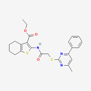 molecular formula C24H25N3O3S2 B3976725 ETHYL 2-{2-[(4-METHYL-6-PHENYLPYRIMIDIN-2-YL)SULFANYL]ACETAMIDO}-4,5,6,7-TETRAHYDRO-1-BENZOTHIOPHENE-3-CARBOXYLATE 