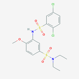 molecular formula C17H20Cl2N2O5S2 B3976745 2,5-DICHLORO-N-[5-(DIETHYLSULFAMOYL)-2-METHOXYPHENYL]BENZENE-1-SULFONAMIDE 