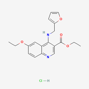 molecular formula C19H21ClN2O4 B3976794 Ethyl 6-ethoxy-4-(furan-2-ylmethylamino)quinoline-3-carboxylate;hydrochloride 