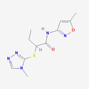 molecular formula C11H15N5O2S B3976996 N-(5-methyl-1,2-oxazol-3-yl)-2-[(4-methyl-4H-1,2,4-triazol-3-yl)sulfanyl]butanamide 