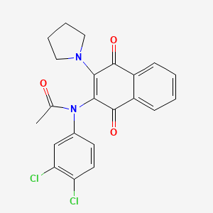 molecular formula C22H18Cl2N2O3 B3977034 N-(3,4-dichlorophenyl)-N-(1,4-dioxo-3-pyrrolidin-1-ylnaphthalen-2-yl)acetamide 