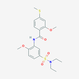 molecular formula C20H26N2O5S2 B3977315 N-[5-(diethylsulfamoyl)-2-methoxyphenyl]-2-methoxy-4-(methylsulfanyl)benzamide 