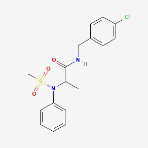 molecular formula C17H19ClN2O3S B3977365 N-[(4-Chlorophenyl)methyl]-2-(N-phenylmethanesulfonamido)propanamide 
