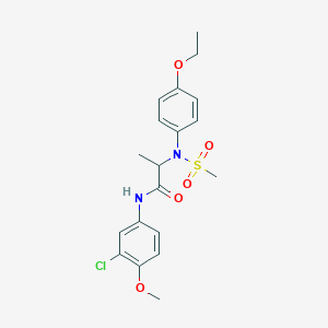 molecular formula C19H23ClN2O5S B3977403 N-(3-CHLORO-4-METHOXYPHENYL)-2-[N-(4-ETHOXYPHENYL)METHANESULFONAMIDO]PROPANAMIDE 