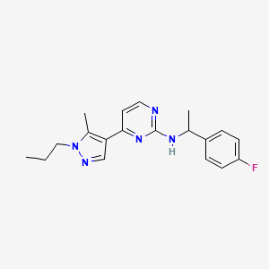 molecular formula C19H22FN5 B3977622 N-[1-(4-fluorophenyl)ethyl]-4-(5-methyl-1-propyl-1H-pyrazol-4-yl)pyrimidin-2-amine 