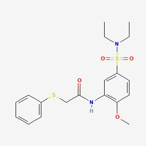 molecular formula C19H24N2O4S2 B3977832 N-[5-(diethylsulfamoyl)-2-methoxyphenyl]-2-(phenylsulfanyl)acetamide 
