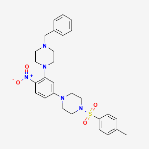 molecular formula C28H33N5O4S B3977889 1-[3-(4-BENZYLPIPERAZIN-1-YL)-4-NITROPHENYL]-4-(4-METHYLBENZENESULFONYL)PIPERAZINE 