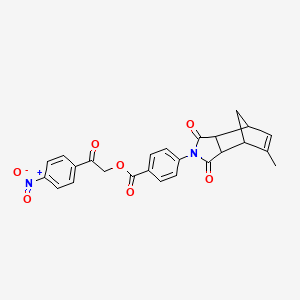 molecular formula C25H20N2O7 B3977926 2-(4-nitrophenyl)-2-oxoethyl 4-(5-methyl-1,3-dioxo-1,3,3a,4,7,7a-hexahydro-2H-4,7-methanoisoindol-2-yl)benzoate 