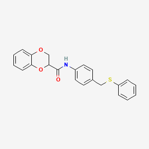 molecular formula C22H19NO3S B3977953 N-[4-(phenylsulfanylmethyl)phenyl]-2,3-dihydro-1,4-benzodioxine-3-carboxamide 
