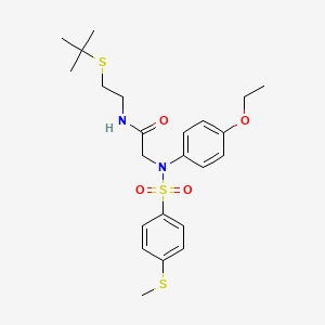 molecular formula C23H32N2O4S3 B3978058 N-[2-(tert-butylsulfanyl)ethyl]-N~2~-(4-ethoxyphenyl)-N~2~-{[4-(methylsulfanyl)phenyl]sulfonyl}glycinamide 