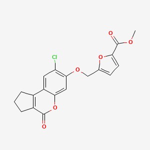 molecular formula C19H15ClO6 B3978334 Methyl 5-(((8-chloro-4-oxo-1,2,3,4-tetrahydrocyclopenta[c]chromen-7-yl)oxy)methyl)furan-2-carboxylate 