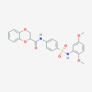 molecular formula C23H22N2O7S B3978396 N-[4-[(2,5-dimethoxyphenyl)sulfamoyl]phenyl]-2,3-dihydro-1,4-benzodioxine-3-carboxamide 