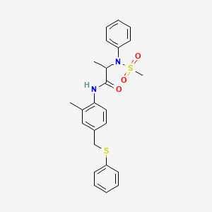 molecular formula C24H26N2O3S2 B3978534 N-[2-methyl-4-(phenylsulfanylmethyl)phenyl]-2-(N-methylsulfonylanilino)propanamide 
