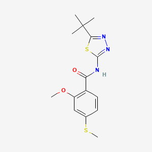 molecular formula C15H19N3O2S2 B3978582 N-[5-(TERT-BUTYL)-1,3,4-THIADIAZOL-2-YL]-2-METHOXY-4-(METHYLSULFANYL)BENZAMIDE 