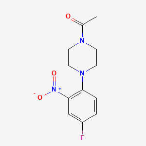molecular formula C12H14FN3O3 B3978744 1-acetyl-4-(4-fluoro-2-nitrophenyl)piperazine 