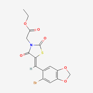 molecular formula C15H12BrNO6S B3978964 ethyl 2-[(5Z)-5-[(6-bromo-1,3-benzodioxol-5-yl)methylidene]-2,4-dioxo-1,3-thiazolidin-3-yl]acetate 