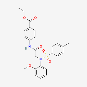molecular formula C25H26N2O6S B3978981 ETHYL 4-{2-[N-(2-METHOXYPHENYL)4-METHYLBENZENESULFONAMIDO]ACETAMIDO}BENZOATE 