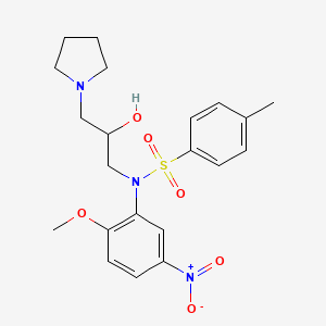 molecular formula C21H27N3O6S B3979017 N-[2-hydroxy-3-(1-pyrrolidinyl)propyl]-N-(2-methoxy-5-nitrophenyl)-4-methylbenzenesulfonamide 