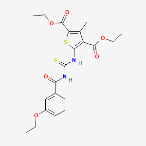 molecular formula C21H24N2O6S2 B3979091 Diethyl 5-({[(3-ethoxyphenyl)carbonyl]carbamothioyl}amino)-3-methylthiophene-2,4-dicarboxylate 