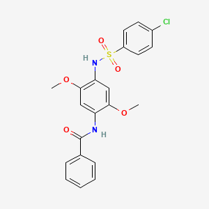 molecular formula C21H19ClN2O5S B3979101 N-(4-{[(4-chlorophenyl)sulfonyl]amino}-2,5-dimethoxyphenyl)benzamide 