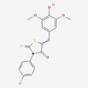 molecular formula C18H14ClNO4S2 B3979131 3-(4-chlorophenyl)-5-(4-hydroxy-3,5-dimethoxybenzylidene)-2-thioxo-1,3-thiazolidin-4-one 