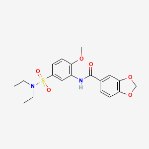 molecular formula C19H22N2O6S B3979172 N-[5-(diethylsulfamoyl)-2-methoxyphenyl]-2H-1,3-benzodioxole-5-carboxamide 