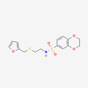 molecular formula C15H17NO5S2 B3979302 N-(2-{[(FURAN-2-YL)METHYL]SULFANYL}ETHYL)-2,3-DIHYDRO-1,4-BENZODIOXINE-6-SULFONAMIDE 