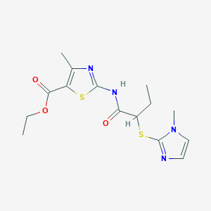 molecular formula C15H20N4O3S2 B3979308 ethyl 4-methyl-2-({2-[(1-methyl-1H-imidazol-2-yl)sulfanyl]butanoyl}amino)-1,3-thiazole-5-carboxylate 