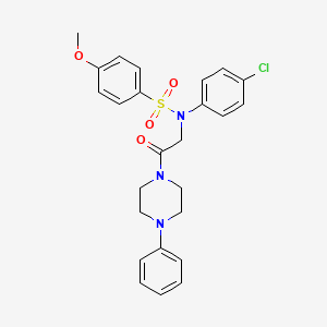 molecular formula C25H26ClN3O4S B3979468 N-(4-CHLOROPHENYL)-4-METHOXY-N-[2-OXO-2-(4-PHENYLPIPERAZIN-1-YL)ETHYL]BENZENE-1-SULFONAMIDE 