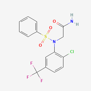 molecular formula C15H12ClF3N2O3S B3979500 N~2~-[2-chloro-5-(trifluoromethyl)phenyl]-N~2~-(phenylsulfonyl)glycinamide 