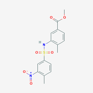 molecular formula C16H16N2O6S B3979583 methyl 4-methyl-3-{[(4-methyl-3-nitrophenyl)sulfonyl]amino}benzoate 