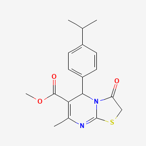 molecular formula C18H20N2O3S B3979678 methyl 7-methyl-3-oxo-5-[4-(propan-2-yl)phenyl]-2,3-dihydro-5H-[1,3]thiazolo[3,2-a]pyrimidine-6-carboxylate 