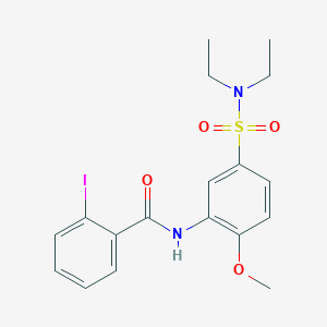 molecular formula C18H21IN2O4S B3979709 N-[5-(diethylsulfamoyl)-2-methoxyphenyl]-2-iodobenzamide 