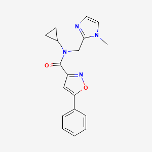 molecular formula C18H18N4O2 B3979736 N-cyclopropyl-N-[(1-methyl-1H-imidazol-2-yl)methyl]-5-phenylisoxazole-3-carboxamide 