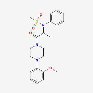 molecular formula C21H27N3O4S B3979816 N-{1-[4-(2-methoxyphenyl)piperazin-1-yl]-1-oxopropan-2-yl}-N-phenylmethanesulfonamide 