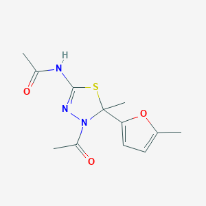 molecular formula C12H15N3O3S B3979832 N-[4-acetyl-5-methyl-5-(5-methylfuran-2-yl)-1,3,4-thiadiazol-2-yl]acetamide 