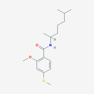 molecular formula C17H27NO2S B3979889 2-methoxy-N-(6-methylheptan-2-yl)-4-(methylsulfanyl)benzamide 