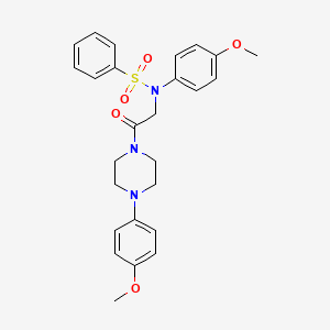 molecular formula C26H29N3O5S B3979896 N-(4-methoxyphenyl)-N-[2-[4-(4-methoxyphenyl)piperazin-1-yl]-2-oxoethyl]benzenesulfonamide 