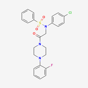 molecular formula C24H23ClFN3O3S B3979915 N-(4-chlorophenyl)-N-{2-[4-(2-fluorophenyl)-1-piperazinyl]-2-oxoethyl}benzenesulfonamide 