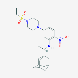 molecular formula C24H36N4O4S B3980033 5-[4-(ethylsulfonyl)piperazin-1-yl]-2-nitro-N-[1-(tricyclo[3.3.1.1~3,7~]dec-1-yl)ethyl]aniline 